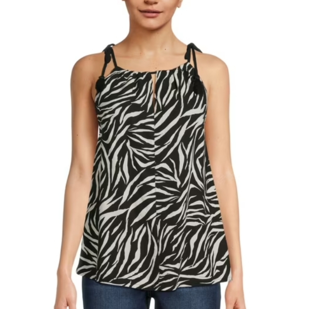 Tie Shoulder Woven Top